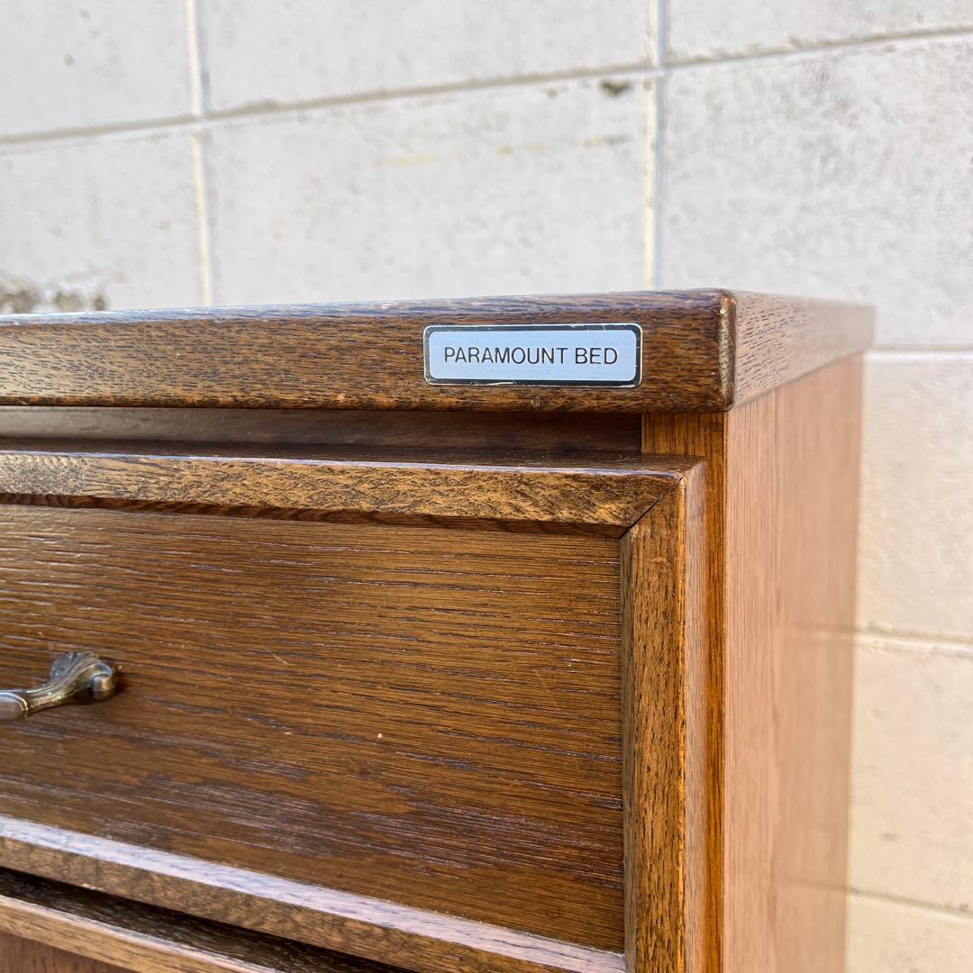 オーク材木製家具◾️パラマウントベッド 脚×キャスター付き チェスト キャビネット