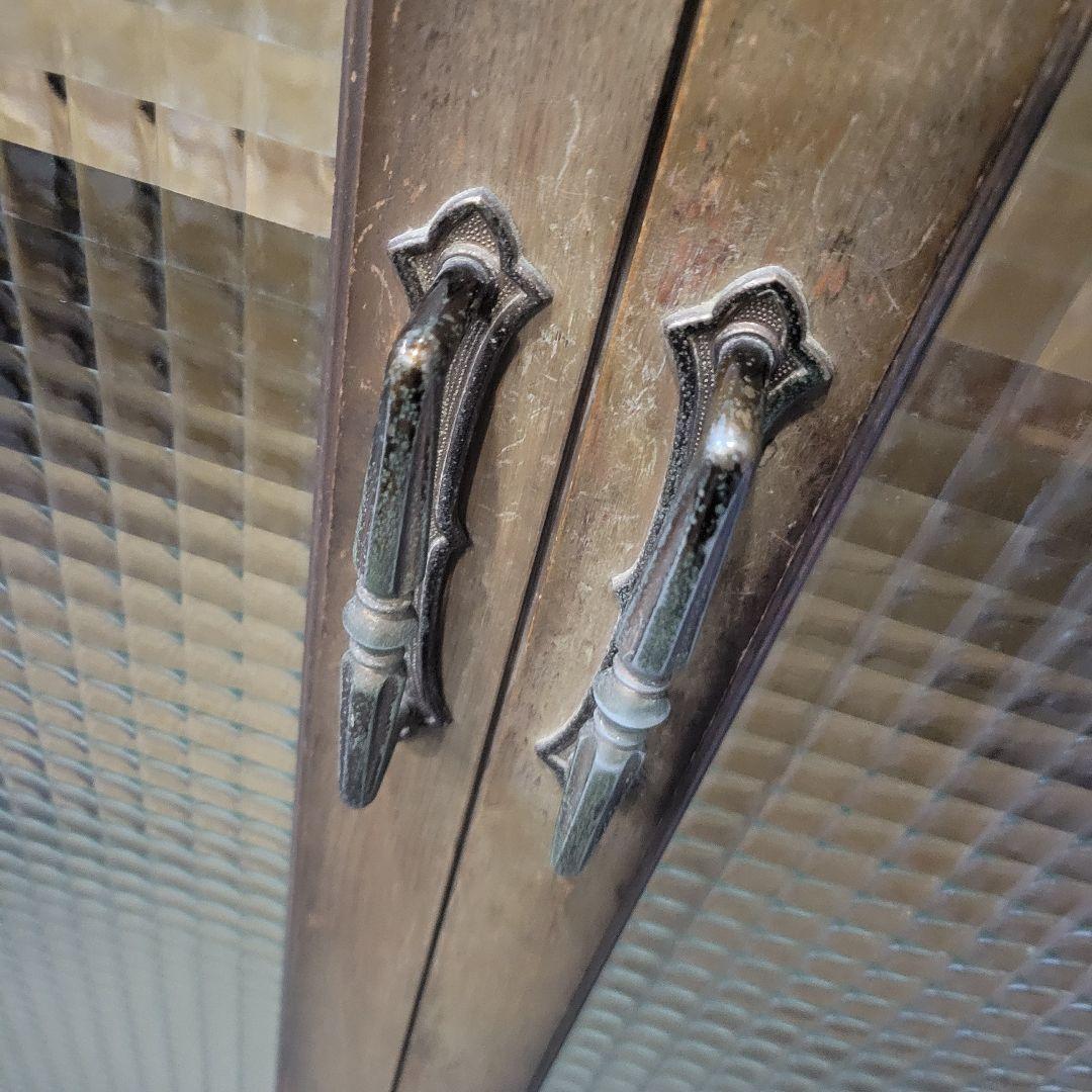 昭和レトロ 木製 食器棚 ガラス扉 収納棚 キャビネット 古家具