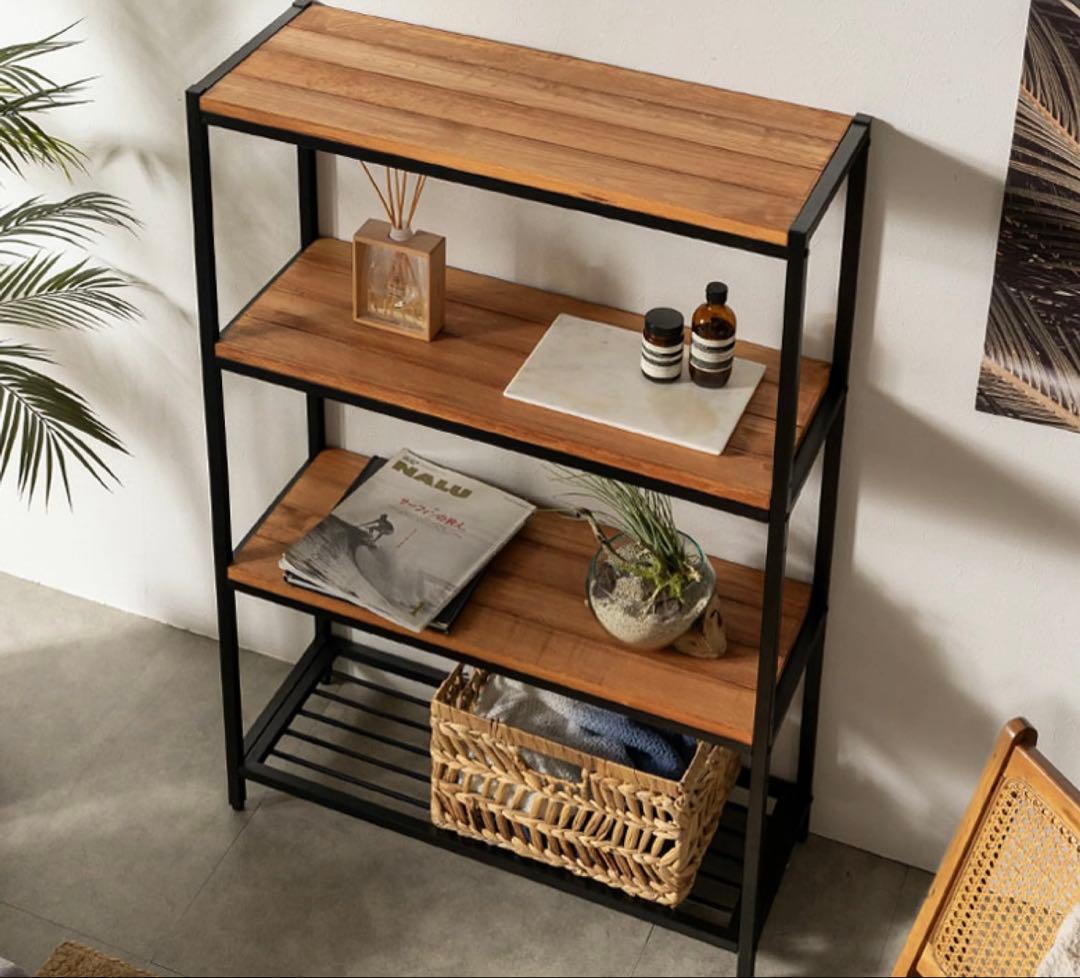 組立済　収納棚 木製　オープンラック 4段シェルフ TABAS ラック　ヴィン