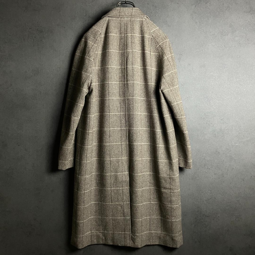 上質ツイード ロングコート ベージュ L 美品 メンズ 冬 上品