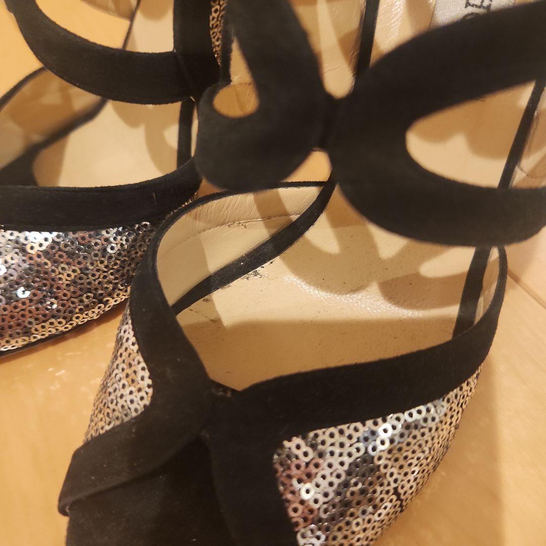 【ヨウ】Jimmy Choo/ジミーチュウ　ハイヒール　黒/シルバー