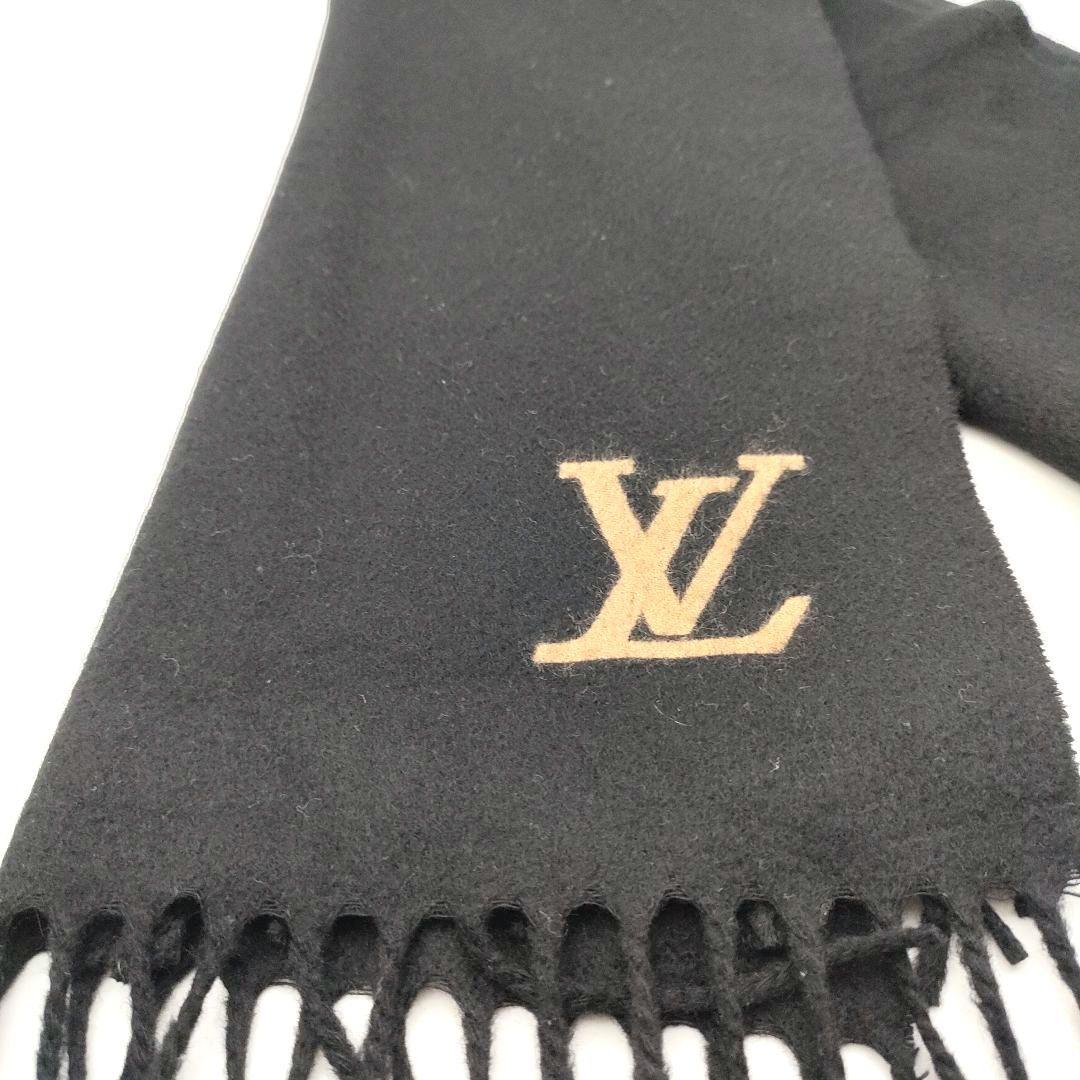 LOUIS VUITTON ルイヴィトン マフラー LVロゴ ブラック メンズ