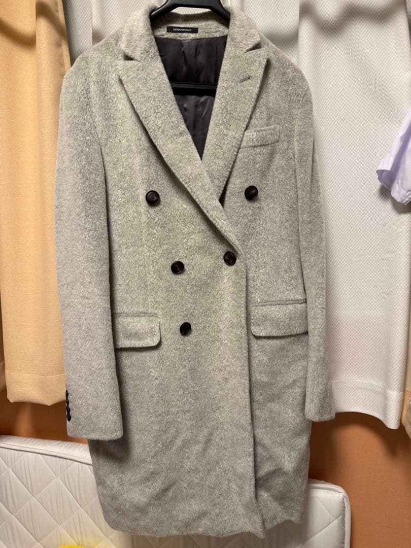 エンポリオ アルマーニ アルパカ混 ダブルチェスターコート 50 イタリア製