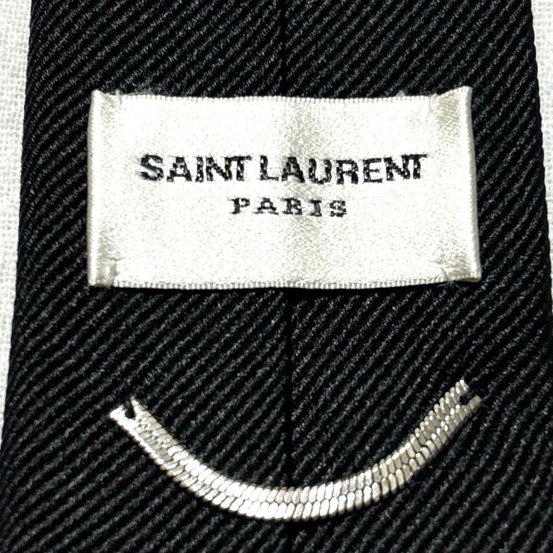 新品　サンローラン　ネクタイ　黒ブラック　無地ソリッド　ナロータイ　タグ付　箱付