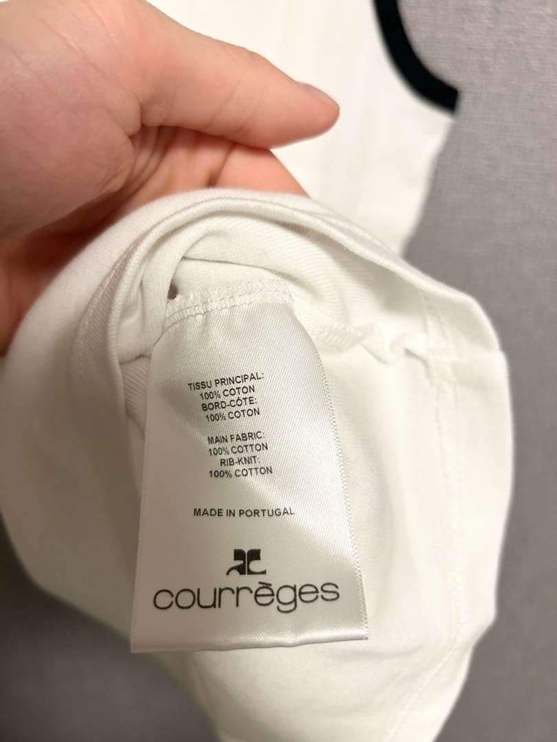 【courrèges】タンクトップ Lサイズ ホワイト/ブラック