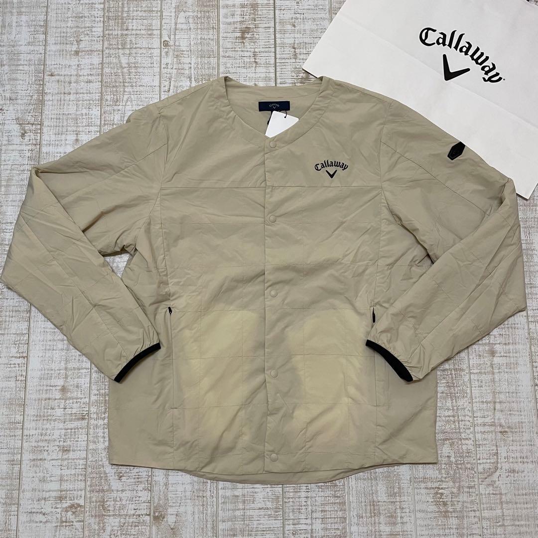 新品 キャロウェイ 長袖ブルゾン 中綿 ノーカラー ベージュ LLサイズ