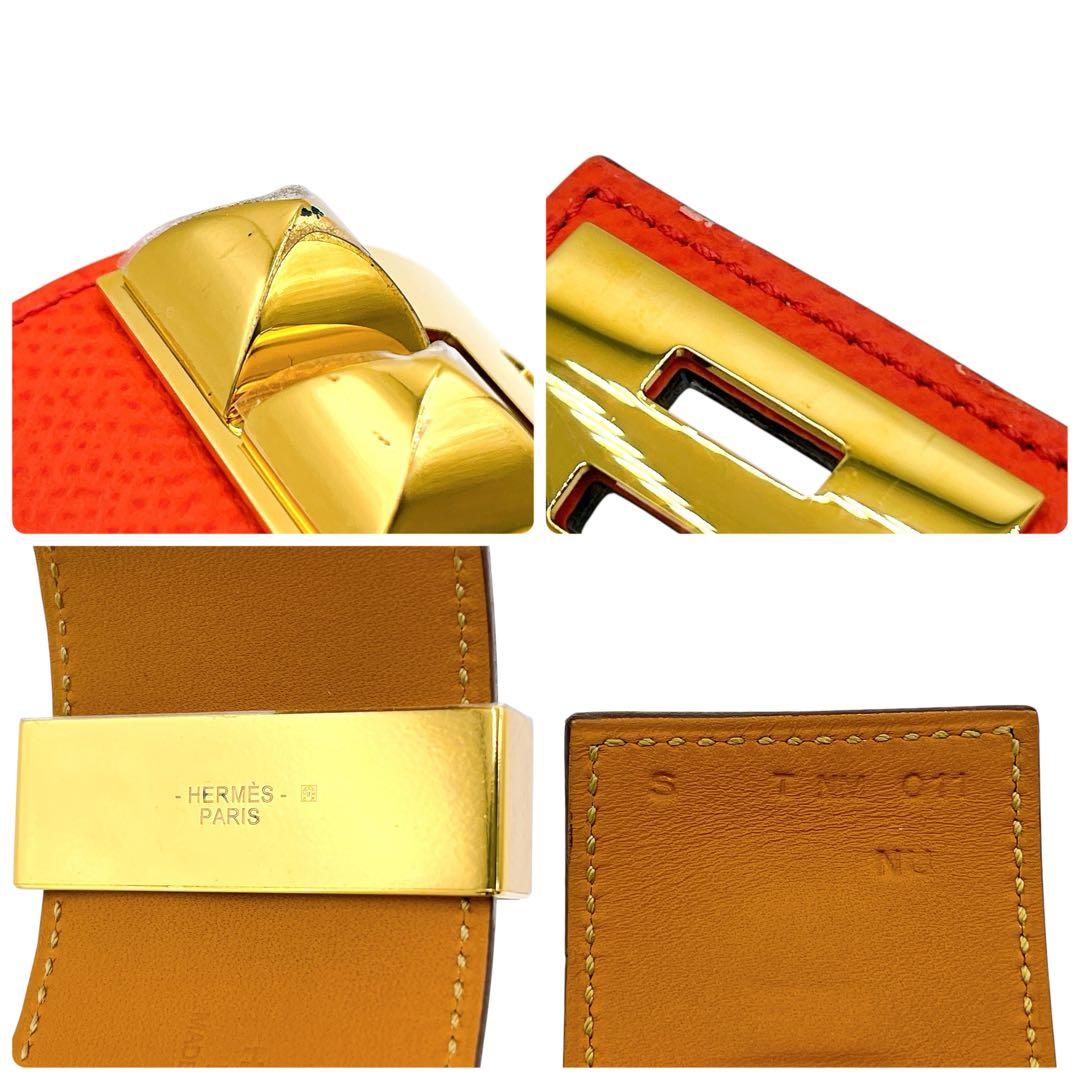 美品 エルメス コリエドシアン ブレスレット 赤 レッド ゴールド レディース