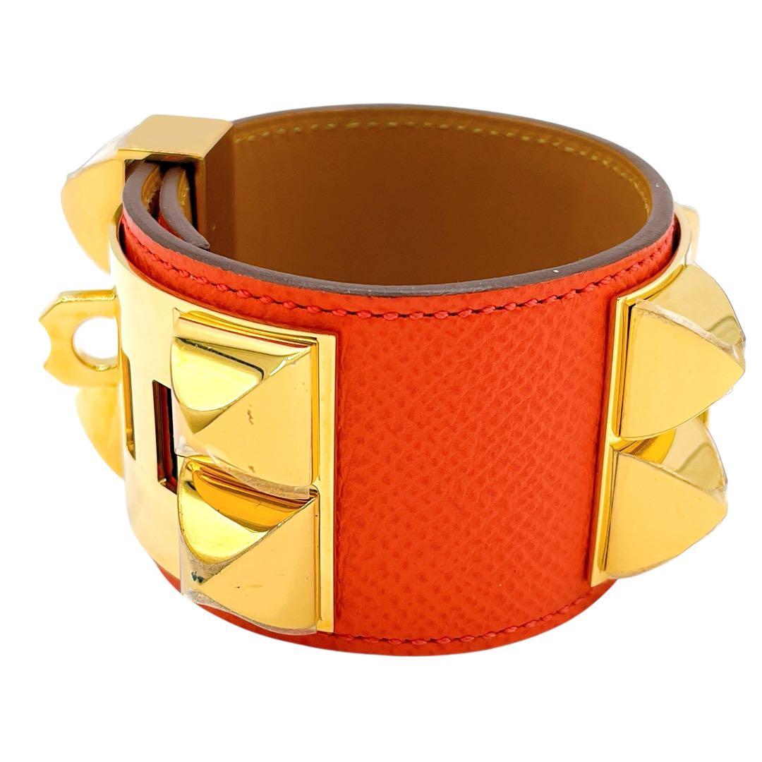 美品 エルメス コリエドシアン ブレスレット 赤 レッド ゴールド レディース