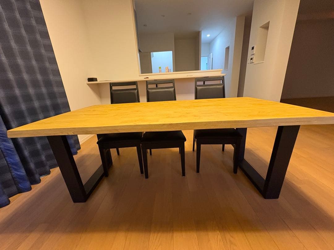 【引取り限定】木製長方形ダイニングテーブルと椅子6脚　ベンチセット