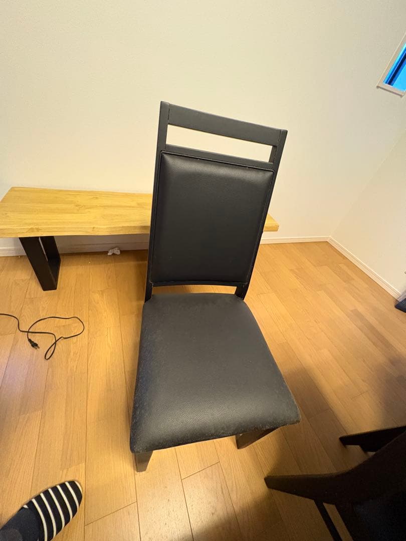 【引取り限定】木製長方形ダイニングテーブルと椅子6脚　ベンチセット