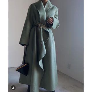 ameri ノーカラーコート(ベルト付き)