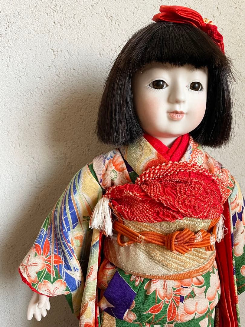 ビスクドール 日本人形 ハンドメイド 市松人形 着物 創作人形 和 アンティーク