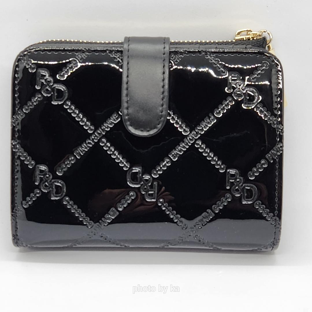 ブラック 新品 ピンキー&ダイアン Pinky&Dianne 折財布 エナメル