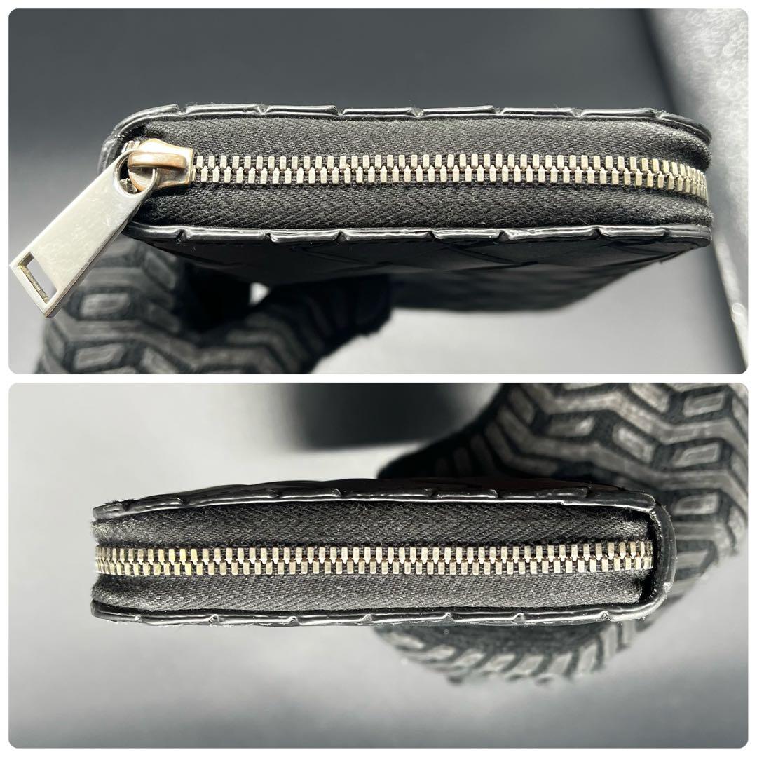 付属品有極美品✨ボッテガ 長財布 ラウンドファスナー ラバー イントレチャート黒