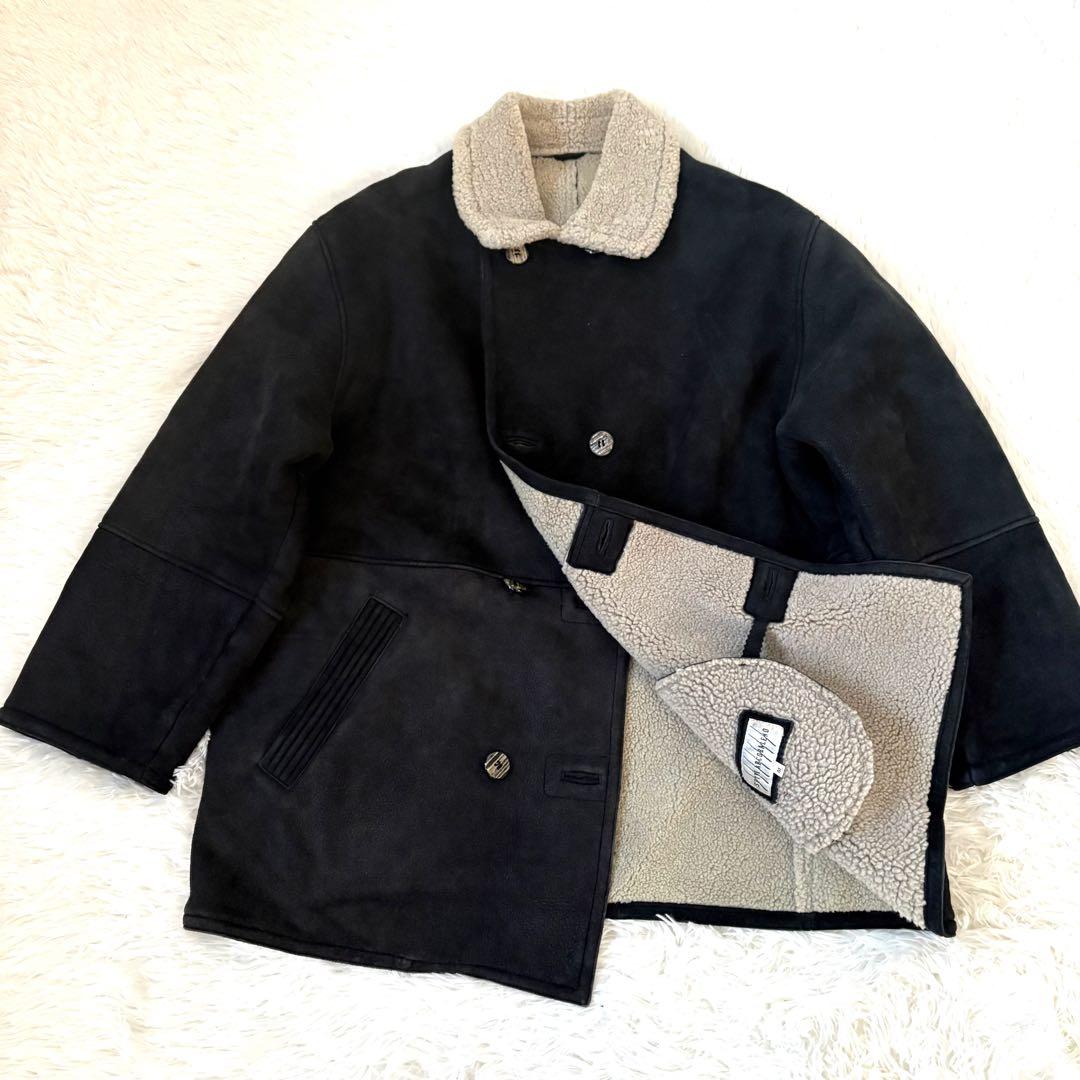 極暖　リアルムートン　ジャケット 黒 シープスキン　ボア　羊革　大きいサイズXL