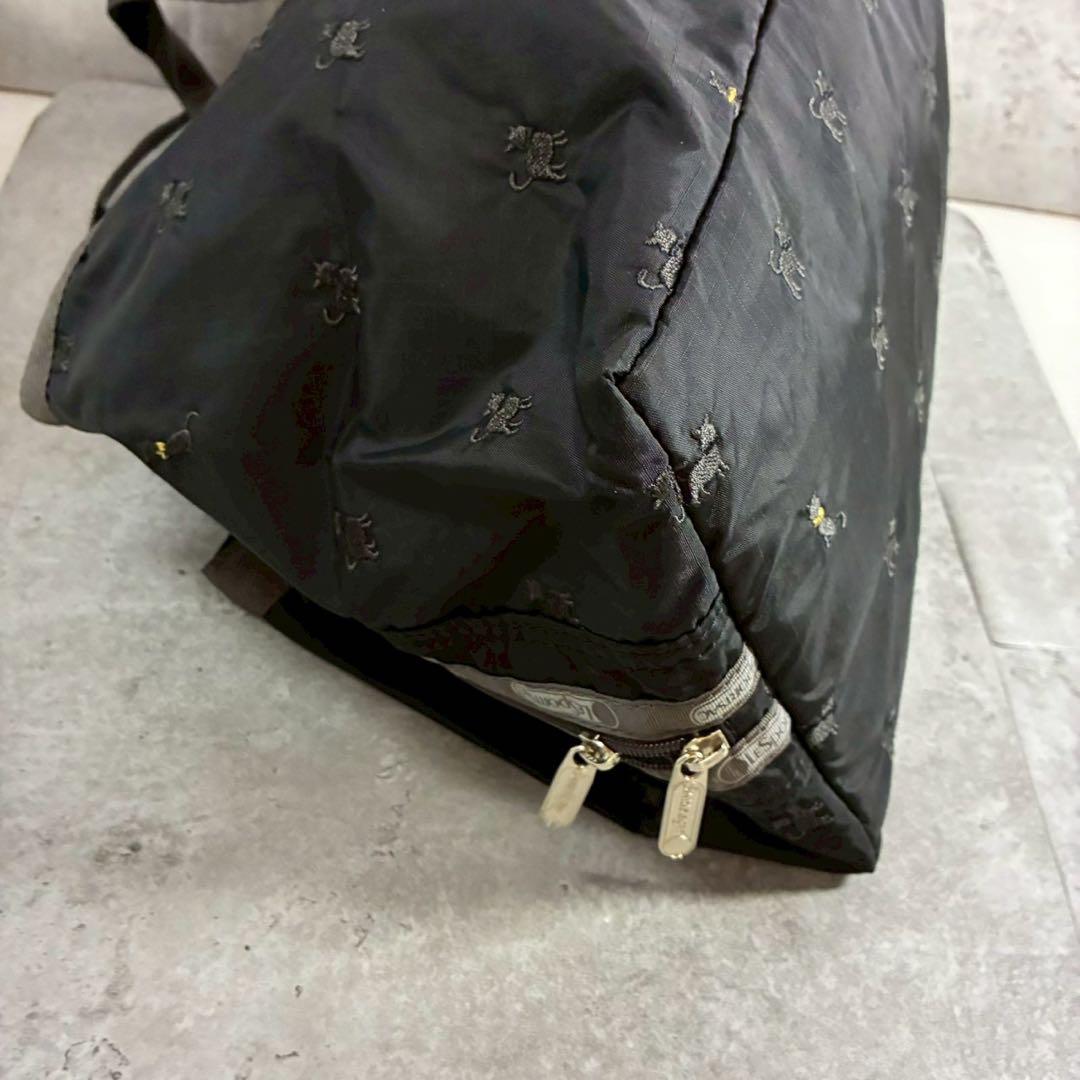 LeSportsac 　ボストンバッグ　 ポーチ　モリー　猫　ブラック　レスポ