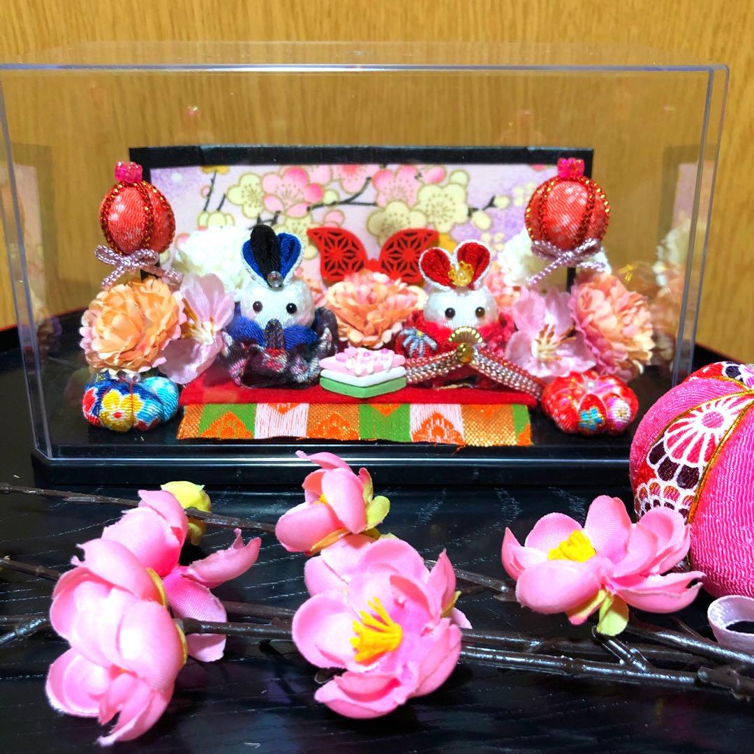 ひな祭り、桃の節句、ひな祭りおき飾り、ハンドメイド、つまみ細工飾り、初節句