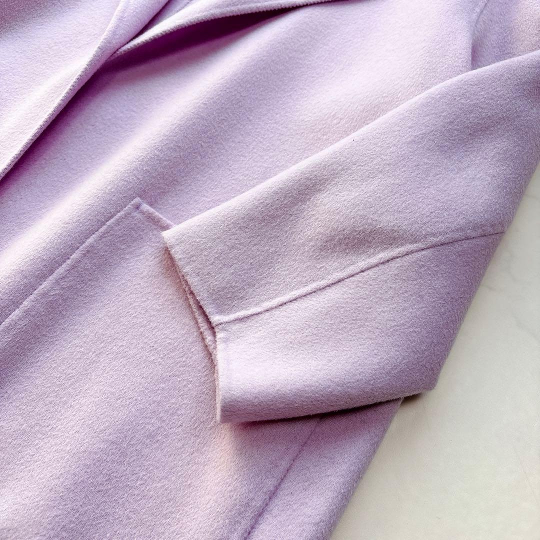 【23区】ウールカシミヤリバーコート　春カラー　ライラック　大きいサイズ　46