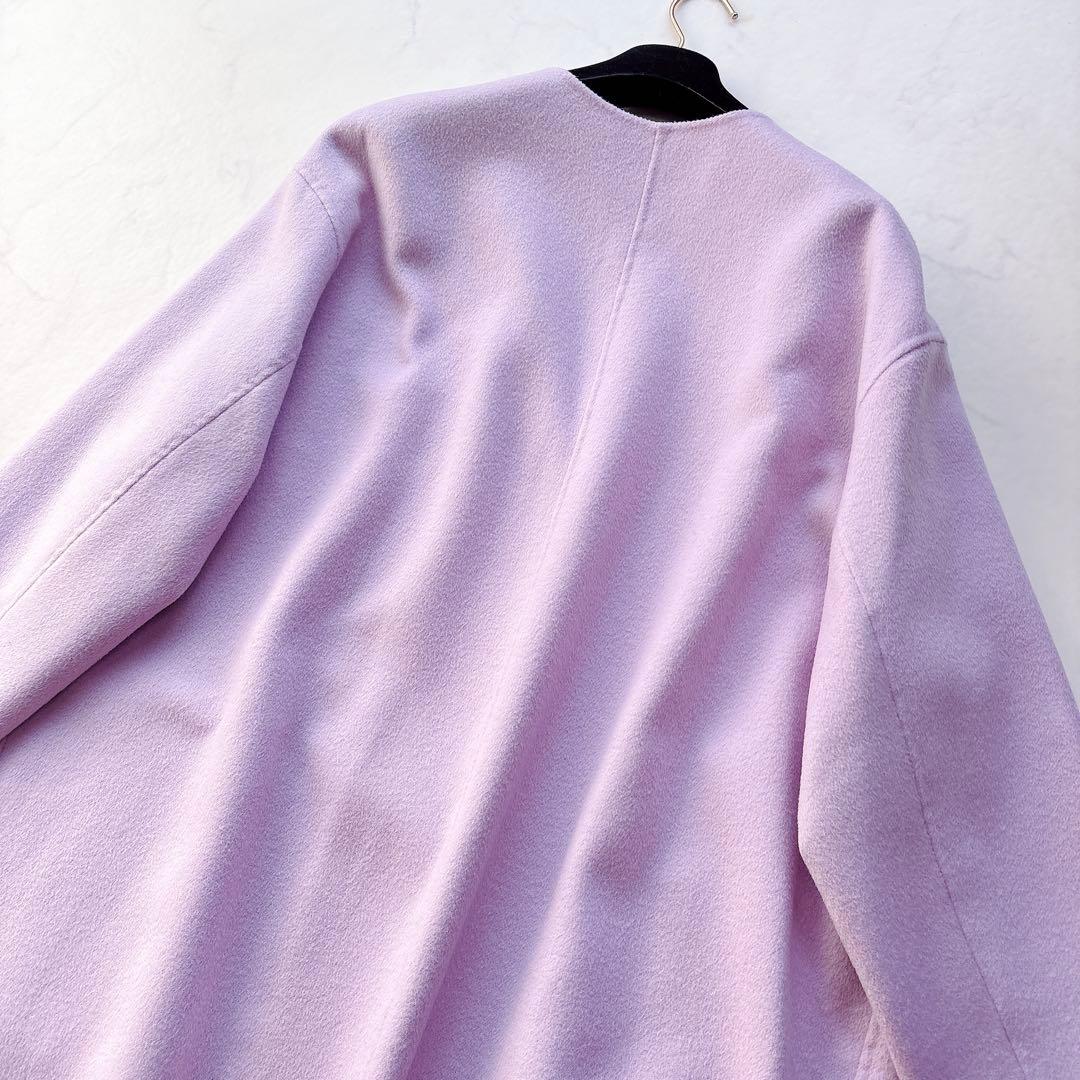 【23区】ウールカシミヤリバーコート　春カラー　ライラック　大きいサイズ　46