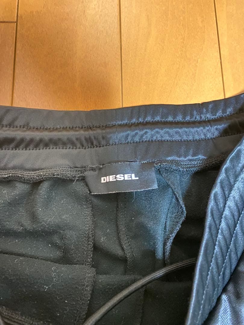 【DIESEL】刺繍鷲デザイン ジャージパンツ 黒/青