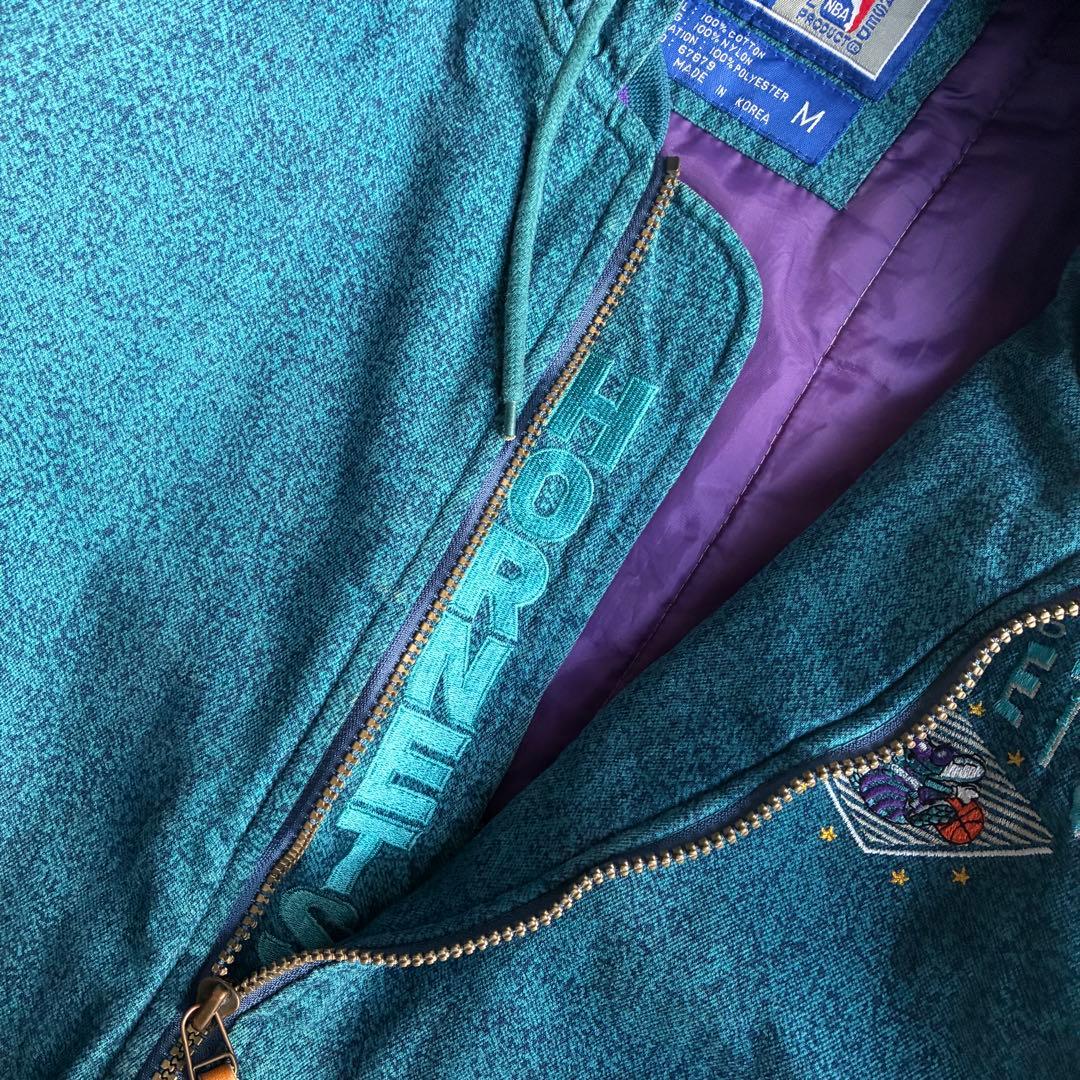 90s STARTER NBA シャーロットホーネッツ 中綿 ジップパーカー