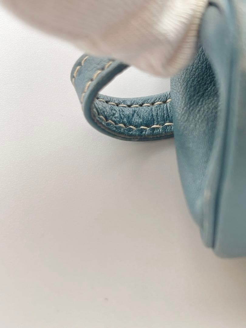 HERMES エルメス レザー ペンケース ポーチ ブルー系 シルバー金具