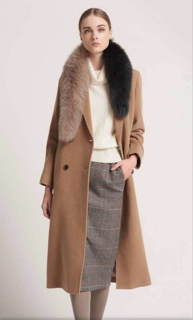 SCAPA ウールカシミヤ　ロングコート　ダブル　38 キャメル　着丈117cm