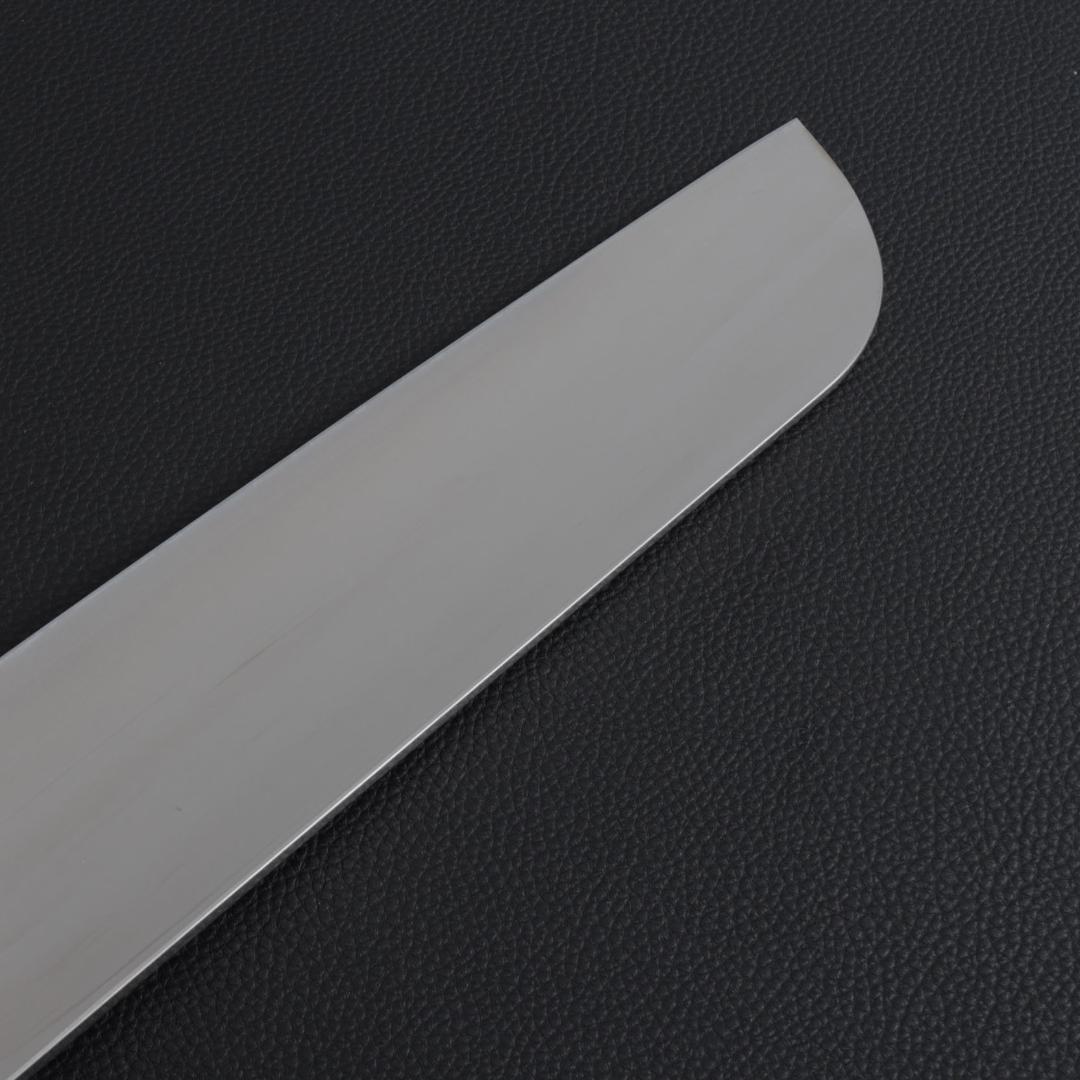 8843 鎌型薄刃 8寸 刺身包丁 刃は究極の切れ味 黒檀黒水牛角白三本巻八角柄