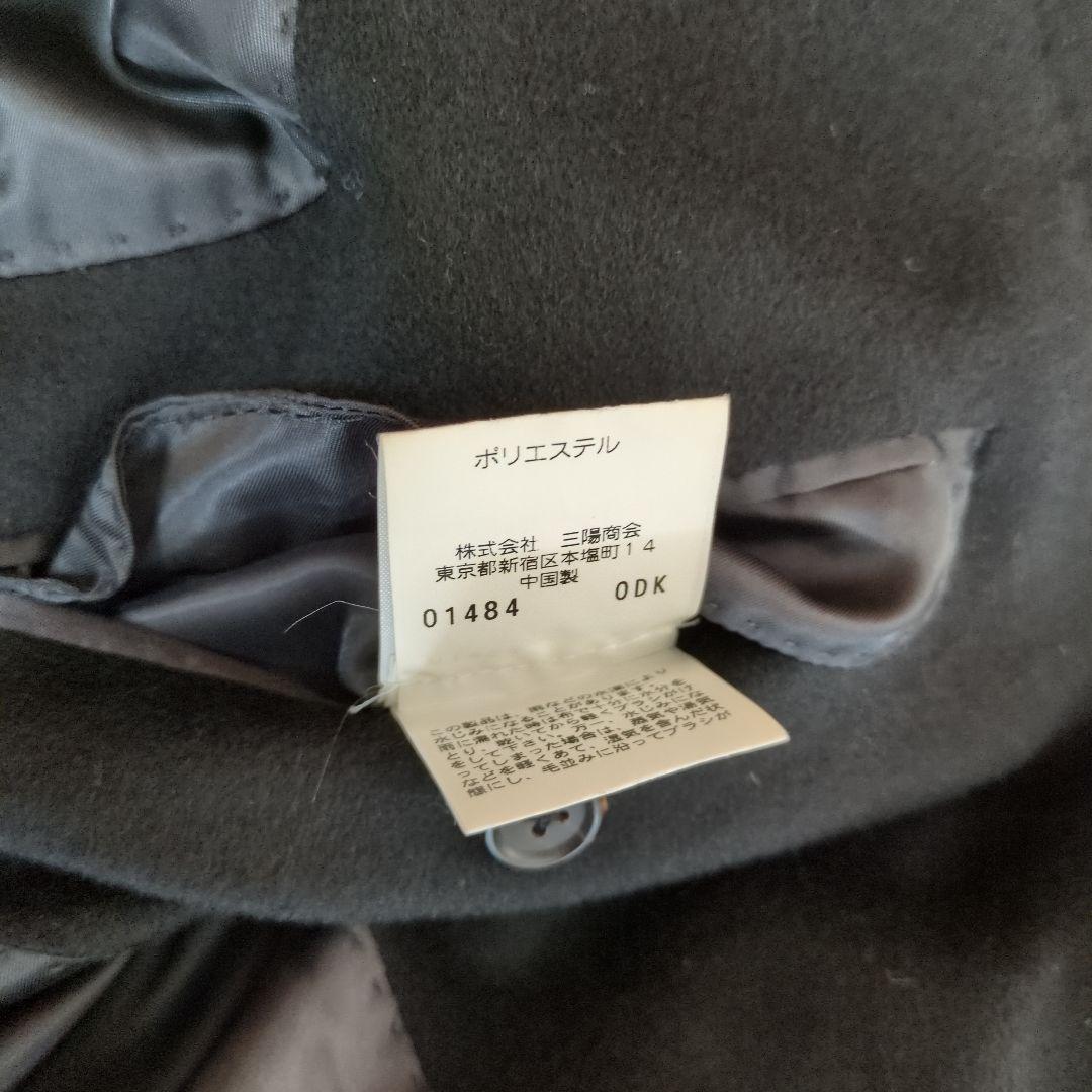 サンヨーコート メンズ カシミヤ100% ステンカラーコート 黒　比翼ボタン