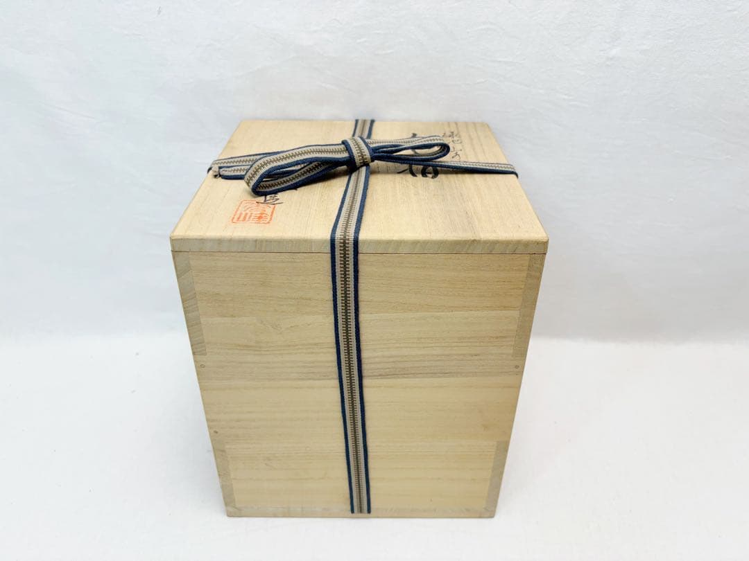 未使用 茶道具 平安 秀峰作 緑地山水絵 水指 印 水差 茶器 茶事 共布 共箱