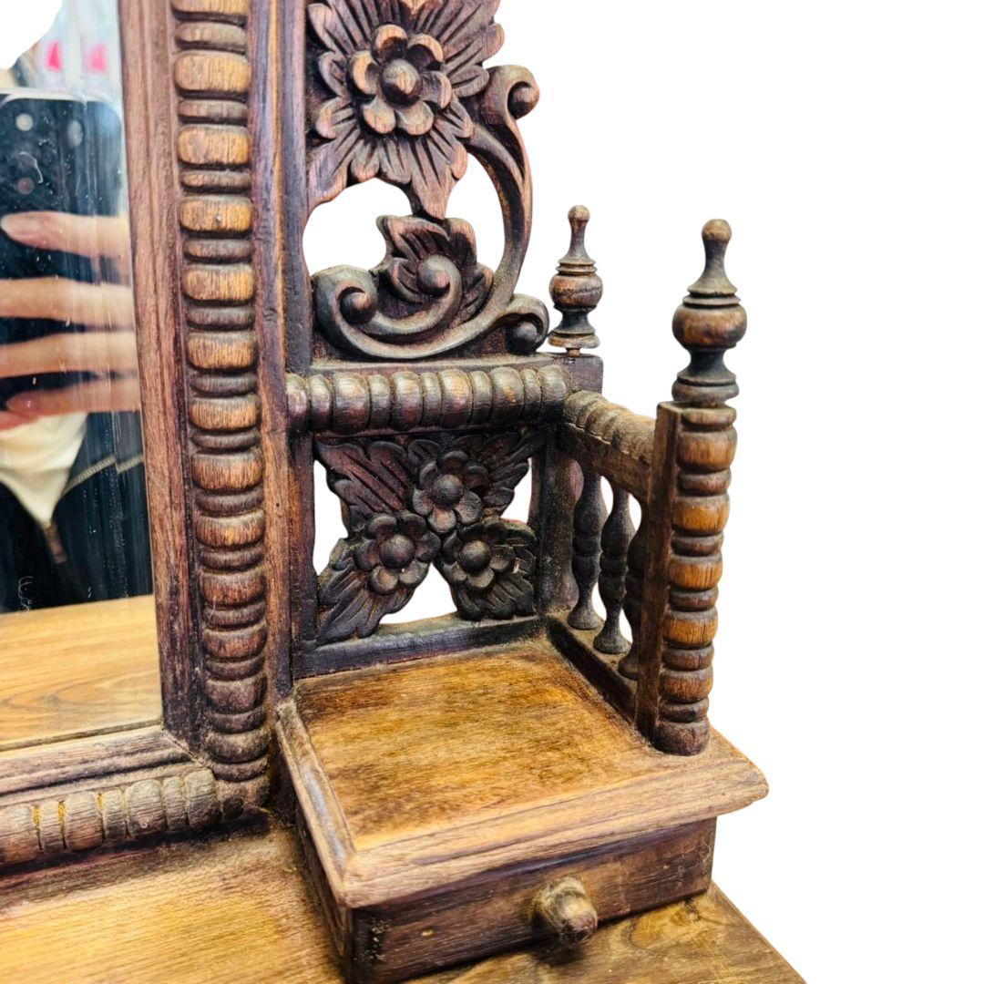 ❤希少✨アンティーク✨レトロ✨鏡台✨彫刻✨木彫り✨ドレッサー✨骨董✨アジアン家具