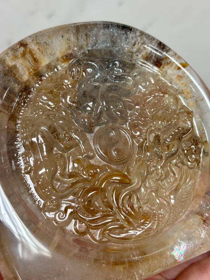 四大神　四大神獣　四神水晶手彫り置物　635g 風水　青龍・朱雀・白虎・玄武