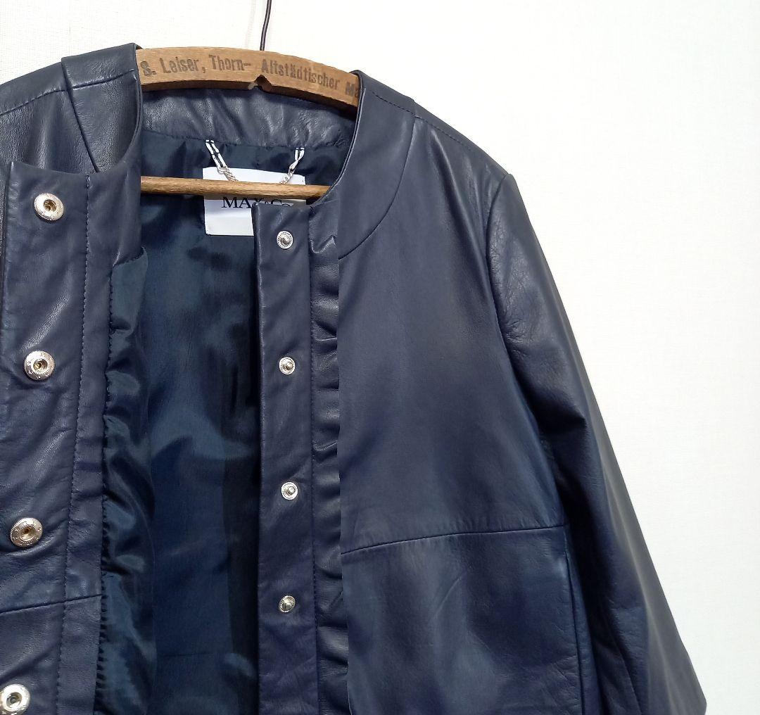 極美品 マックスマーラ MAX&CO 羊革 シープスキン レザージャケット 40