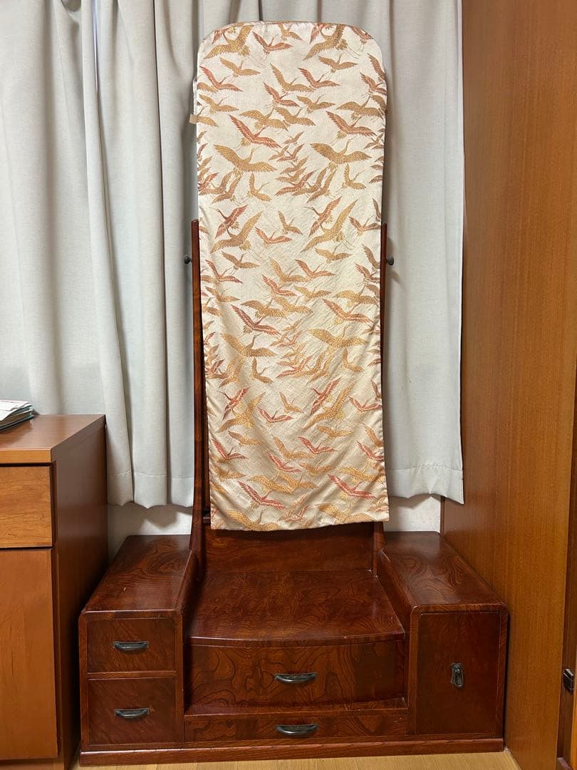 和製木製ドレッサー・鏡台 5引き出し付き　和箪笥