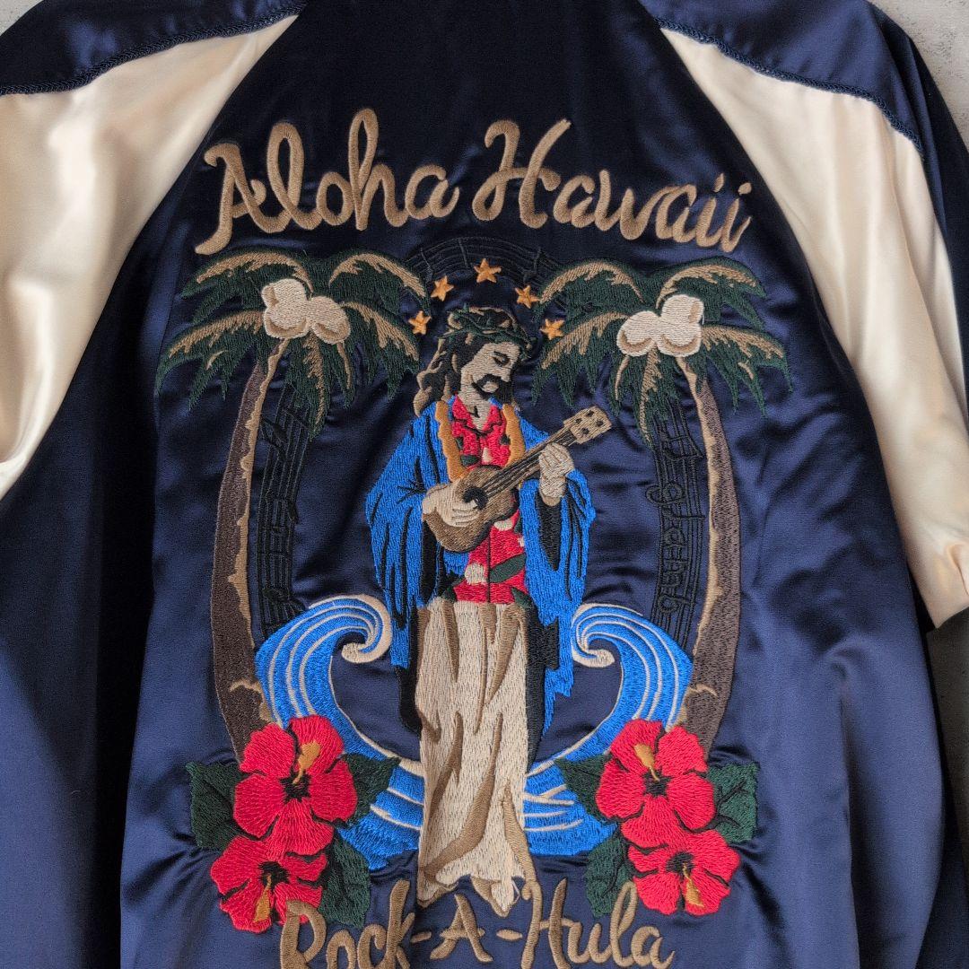 glamb 刺繍 スカジャン ギターとハイビスカス