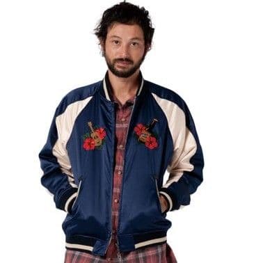 glamb 刺繍 スカジャン ギターとハイビスカス