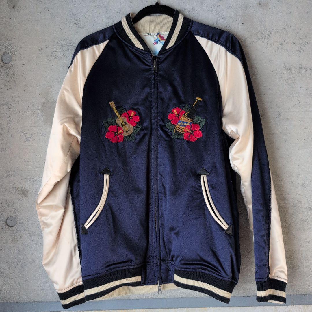 glamb 刺繍 スカジャン ギターとハイビスカス