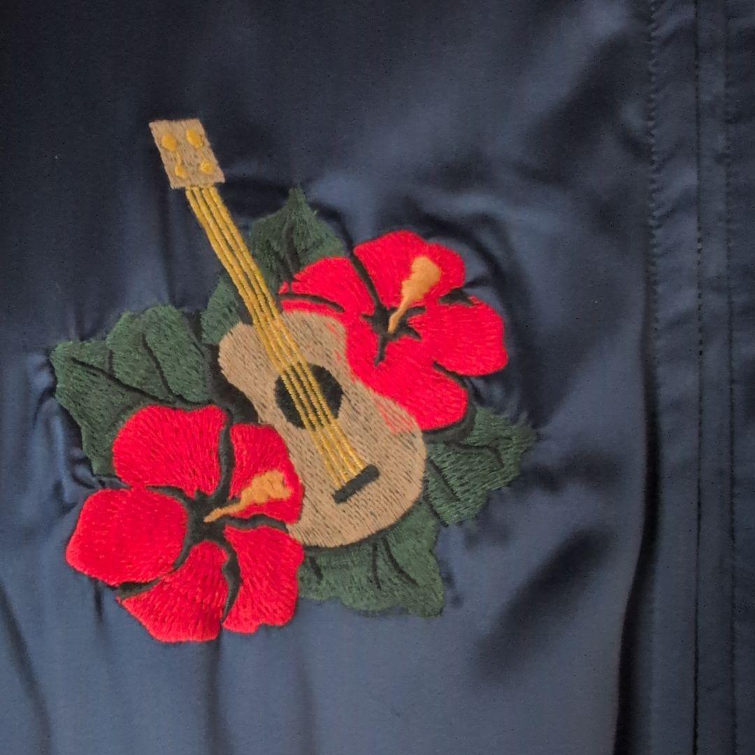 glamb 刺繍 スカジャン ギターとハイビスカス