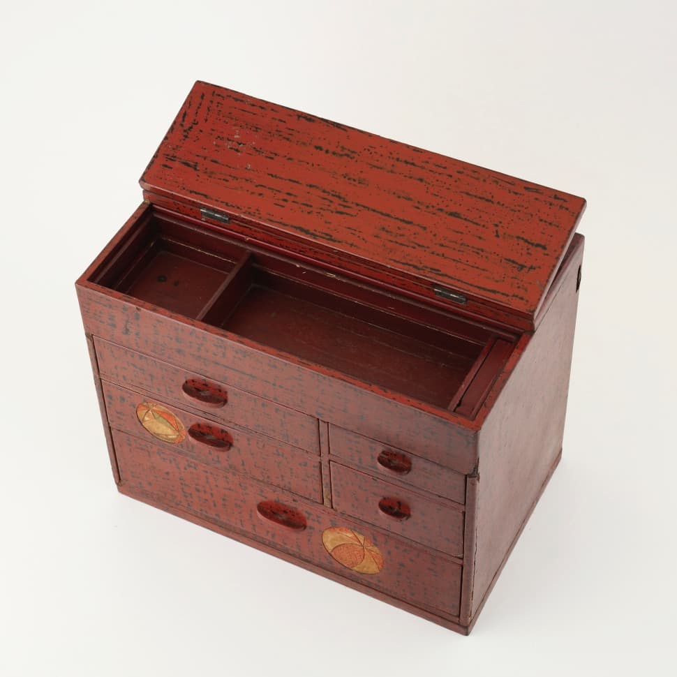 アンティーク小引き出し / 裁縫箱　漆研ぎ出し仕上げ