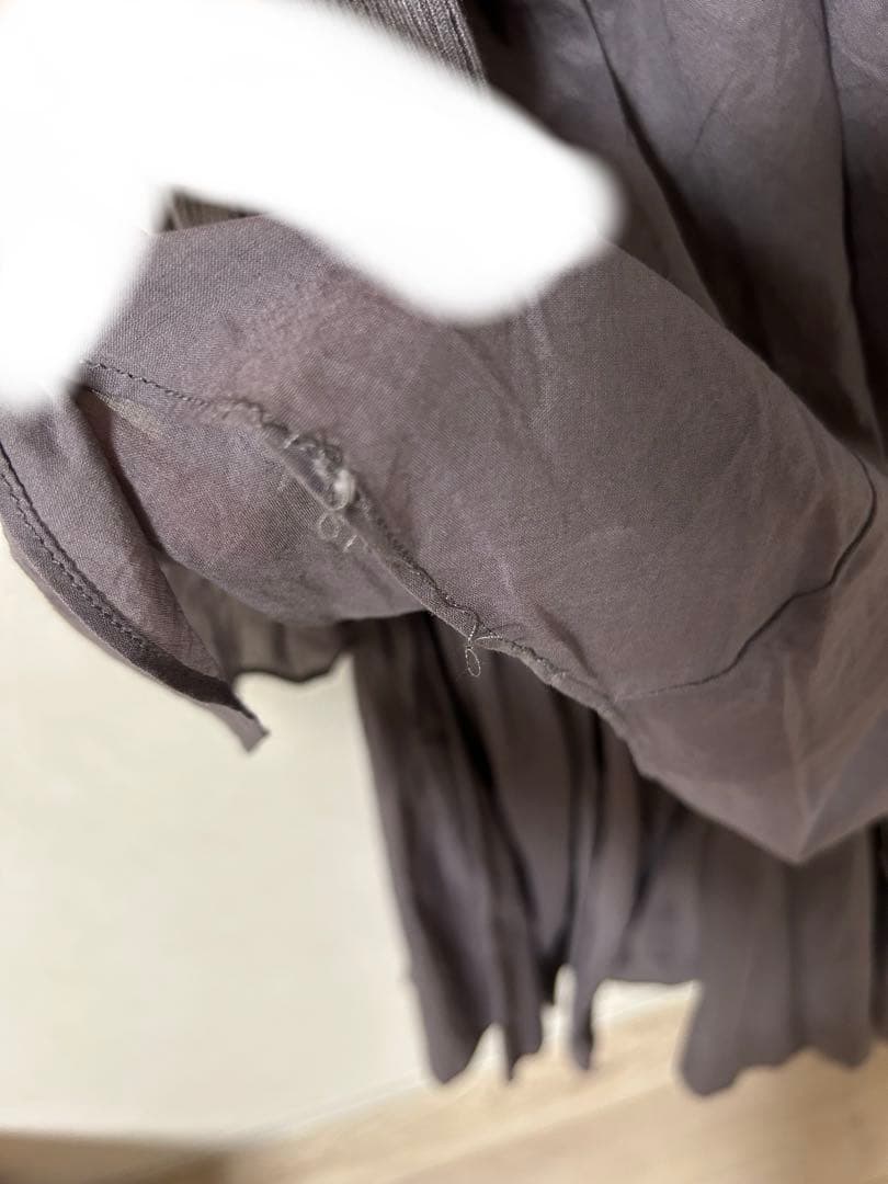 anuans ボートネックイレギュラーヘムドッキングニットワンピース　グレー