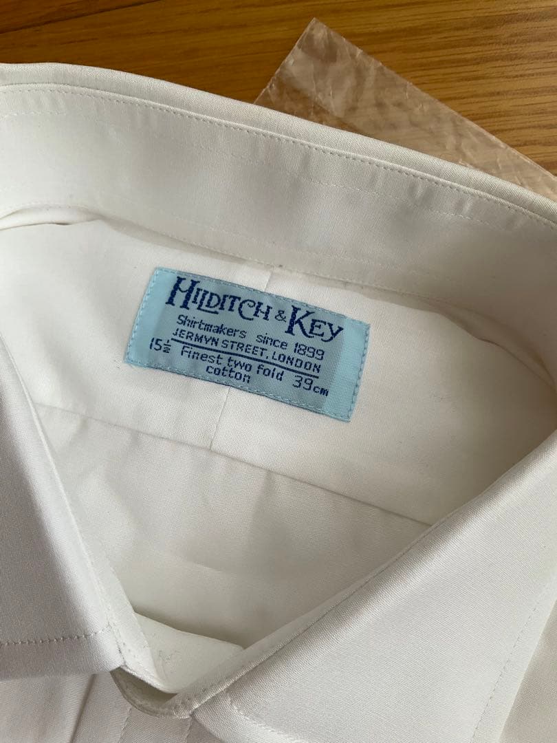 Hilditch & Key 白ドレスシャツ 15.5