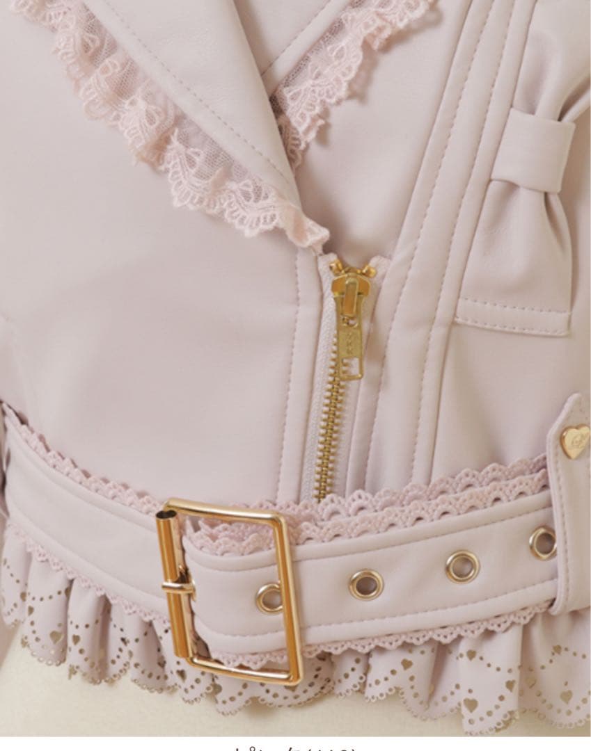 LIZLISA ダブルリボンエコレザーライダースジャケット セットアップロリータ