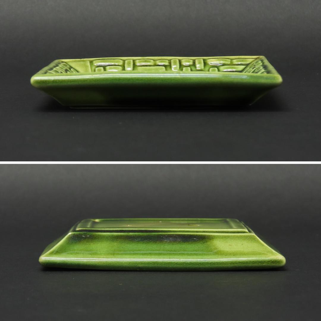 383 珉平焼 小皿豆皿５客 網代に蔦文様 幅9cm 幕末明治期/淡路焼 交趾焼