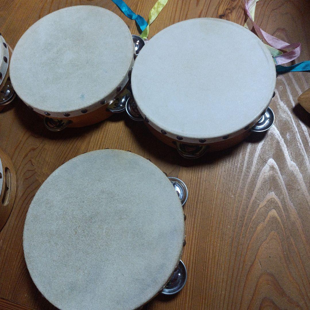 ヤマヨタンバリン・中古品 木製シンバル付きタンバリン5個セット ８日タイムセール