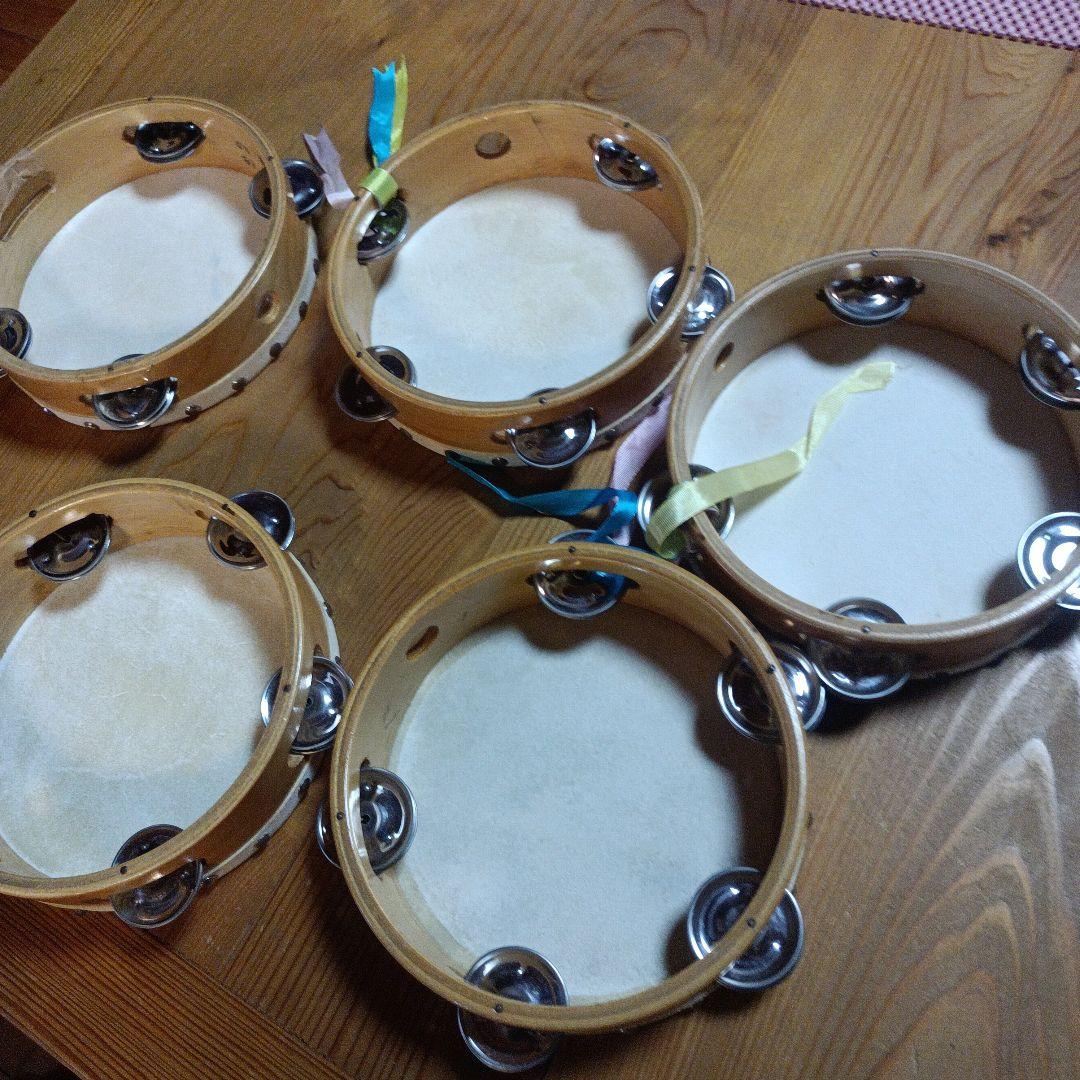 ヤマヨタンバリン・中古品 木製シンバル付きタンバリン5個セット ８日タイムセール