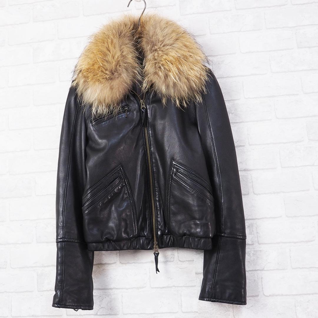 ジャケット・アウター 00s lamb leather volume fur raiders jkt