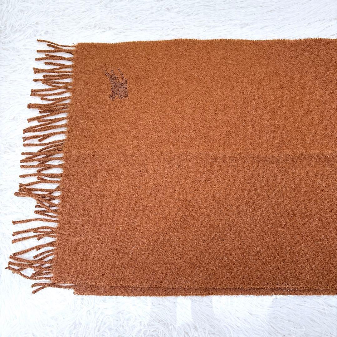 【極美品】バーバリー/カシミア100%マフラー/茶色/ワンポイント/馬上の騎士