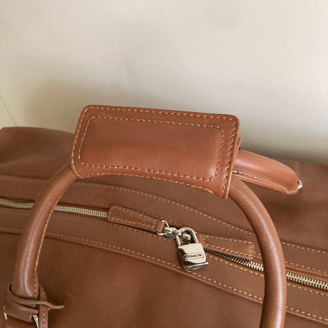 6*h様 COACH コーチ ボストン レザー 本革 バッグ 旅行 ブラウン