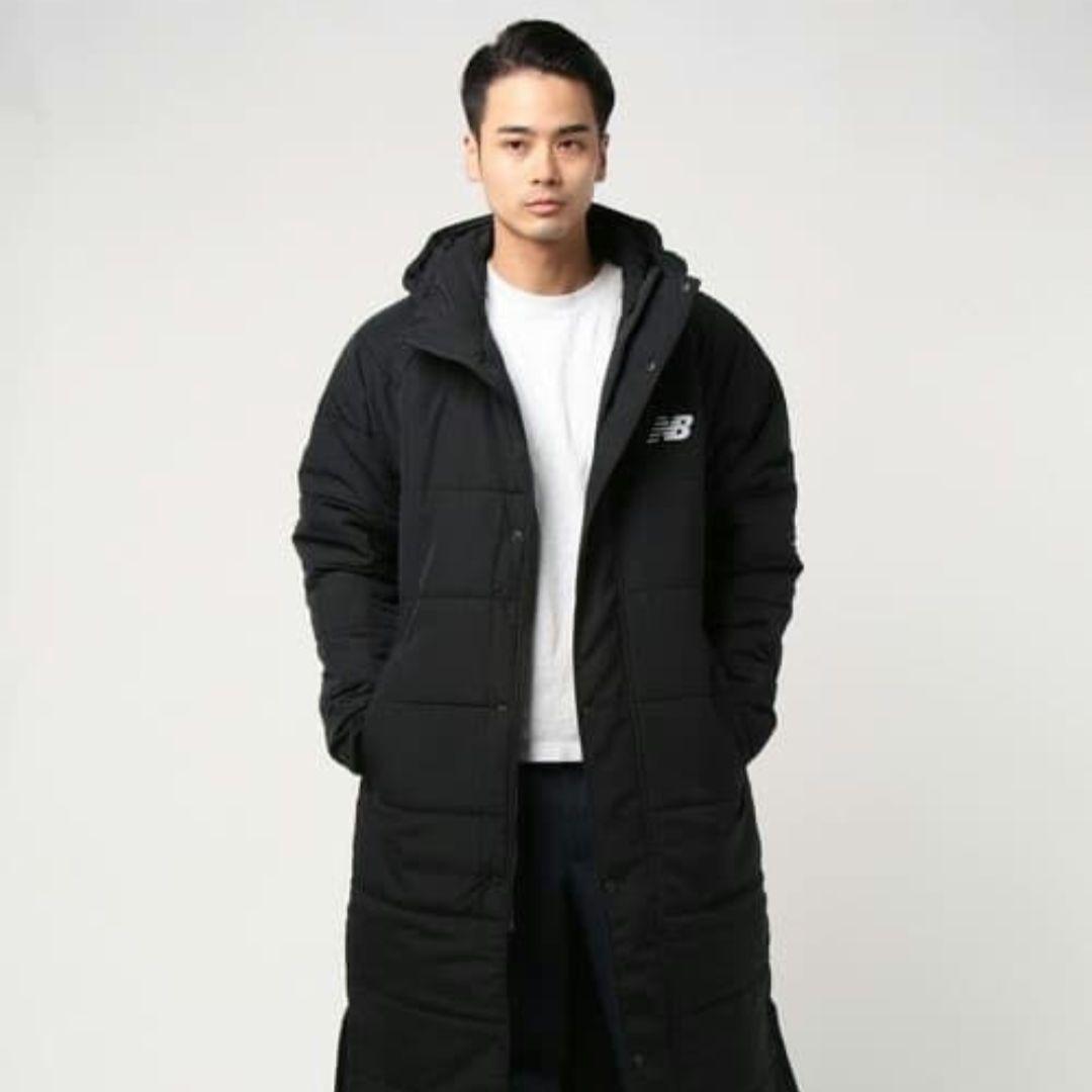 NEW BALANCE　ウインドパデットロングコート　ベンチコート　黒　M　中綿