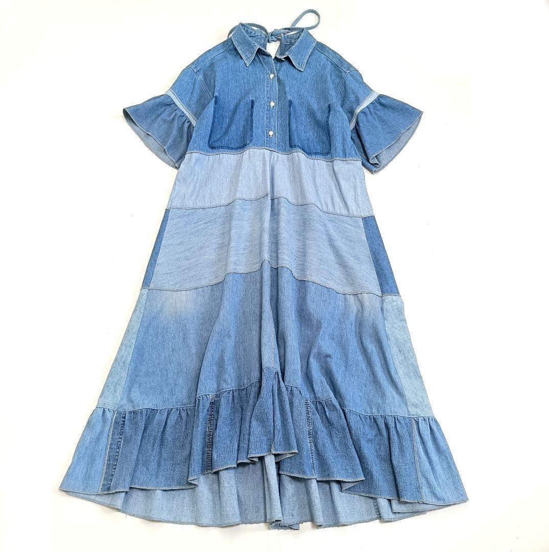 RH Vintage パッチワークデニムフリルワンピース ドレス